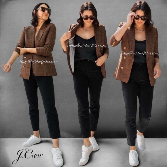 J.Crew hazelnut brown herringbone double breasted Moon English wool blazer - Picture 5 of 16